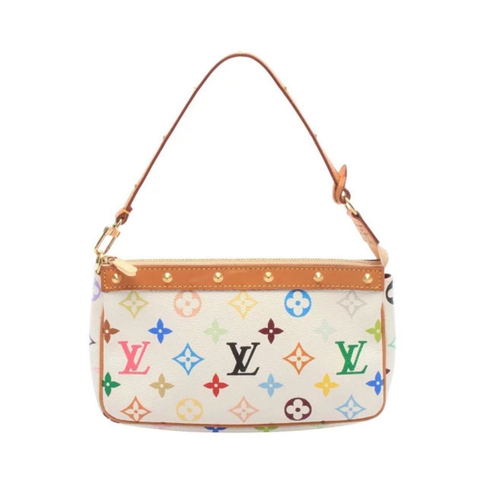 Louis Vuitton Pochette Accessoires Monogram Top Bag Canvas Leather Blanc White
